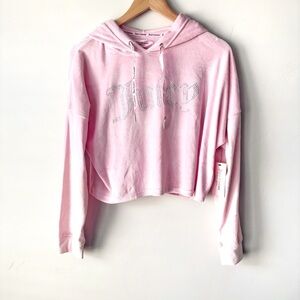 Juicy Couture Women's Long Sleeve Velour Crop Hoodie Sleepwear Top M Pink Cozy